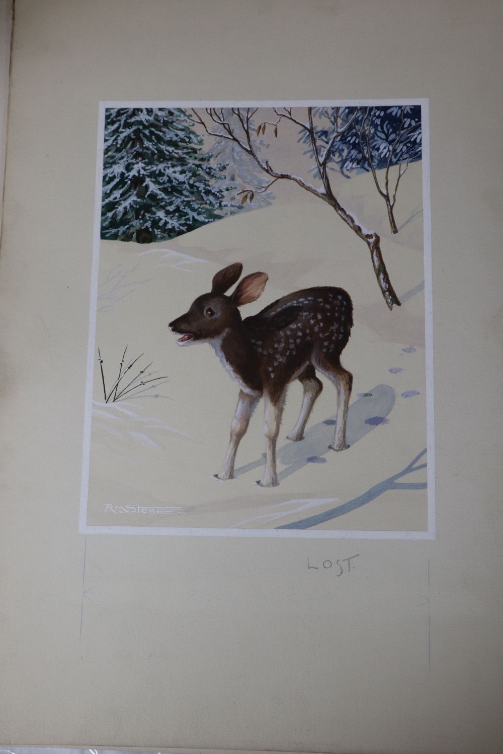 R. A. Stone (20th century), Rock Garden and Lost, signed, watercolour and four other small unframed watercolour drawings,